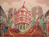 Chinatown Corner Oil Painting - Keong Saik Road Shophouse - by Singapore artist HweeYen Ong