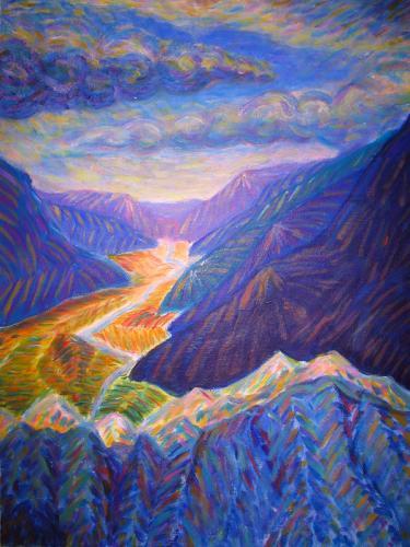 Glacier Valley At Franz Josef - 17x13 in - acrylic canvas '05 - new zealand - SOLD