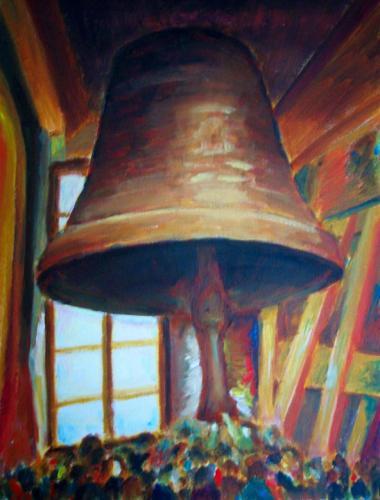 Krakow Bell Tower - 16x12 in - acrylic panel '06 - poland - SOLD