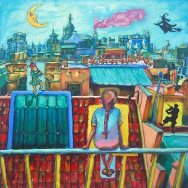 Untitled 10 (Rooftop Stories) - 30x30 in - acrylic canvas '16 - SOLD