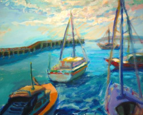 Mornington Pier - 10x12 in - acrylic canvas '08 - australia mornington peninsula - SOLD