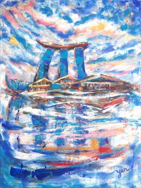 Sail - 24x18 in - acrylic canvas '17 - singapore marina bay sands - SOLD