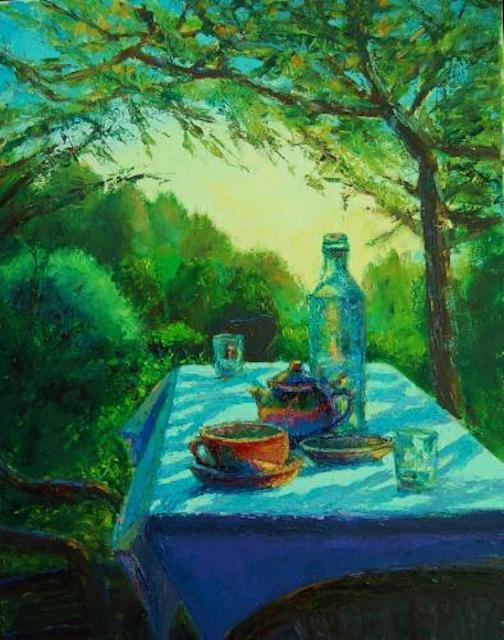 Tea At Boathouse - 20x16 in - acrylic canvas '08 - australia mornington peninsula