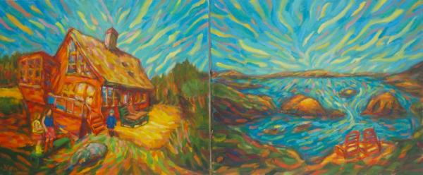 The Cabin & Norway Coast - 20x24 in each - oil canvas '15 - norway - SOLD (commissioned)