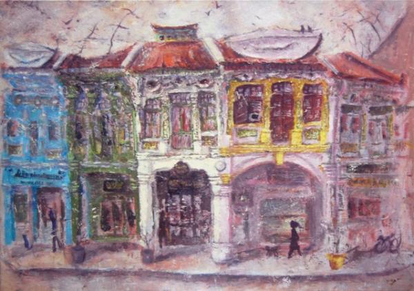 A Stroll At Joo Chiat (318-310) - 24x33 in - oil canvas '21 - singapore joo chiat - SOLD