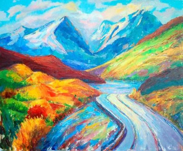 Autumn Crescendo - 24x29 in - oil canvas '08 - canada klondike highway - SOLD