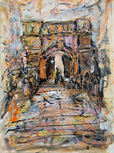 Fort Canning Gate - 12x9in - acrylic paper '18 - singapore - SOLD