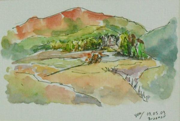 Braemar - 13x19cm - ink watercolor '09 - scotland - SOLD