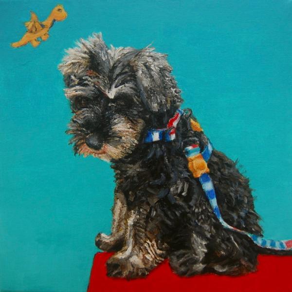 Schnauzer Puppy - 12x12 in - acrylic canvas '23 - available as print/NFT only
