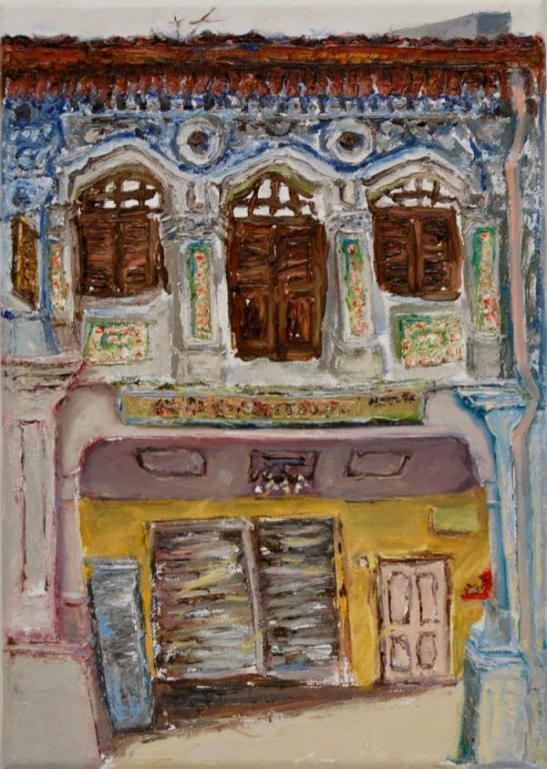 The 8 Shophouses ~ seis (256) - 14x10 in - oil canvas '22 - singapore joo chiat - SOLD