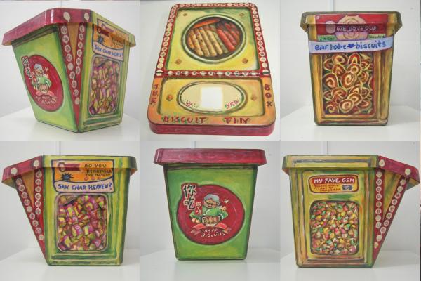 The Biscuit Tin Box - acrylic on food bank box '16 - SOLD