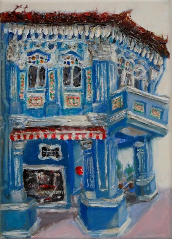 The 8 Shophouses ~ ocho (252) - 14x10 in - oil canvas '22 - singapore joo chiat - SOLD