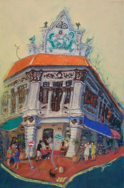 The Corner Shophouse (185) - 30x20 in - oil canvas '23 - singapore joo chiat - SOLD
