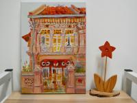 1 - Amber Peranakan Shophouse Oil Painting - Most Colorful and Picturesque Street in Singapore City - 8-Row Art Series - Singapore Gift -PH1