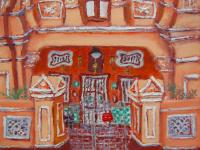 6 - Orange Peranakan Shophouse Oil Painting - Singapore City Heritage Artwork for Home Decor - 8-Row Art Collection - Singapore Souvenir -PH6