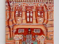 6 - Orange Peranakan Shophouse Oil Painting - Singapore City Heritage Artwork for Home Decor - 8-Row Art Collection - Singapore Souvenir -PH6