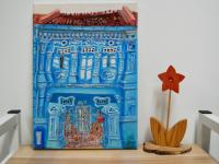 7 - Blue Peranakan Shophouse Oil Painting - Most Colorful and Picturesque Street in Singapore City - 8-Row Art Series - Singapore Gift -PH7