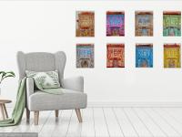 6 - Orange Peranakan Shophouse Oil Painting - Singapore City Heritage Artwork for Home Decor - 8-Row Art Collection - Singapore Souvenir -PH6