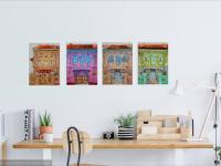 3 - Biege Peranakan Shophouse Oil Painting - Singapore City Heritage Artwork for Home Decor - 8-Row Art Collection - Singapore Souvenir -PH3