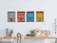 6 - Orange Peranakan Shophouse Oil Painting - Singapore City Heritage Artwork for Home Decor - 8-Row Art Collection - Singapore Souvenir -PH6