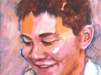 Singapore olympic medallist Joseph Isaac Schooling impressionist portrait painting