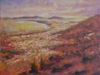 Cape of Hope - Capetown Impressionist Landscape Painting Original Art, South Africa, Scenic Mountain Sunset, Coastal Scenery, Purple, Orange