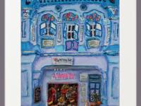 Chinese Shophouses Art Prints - colourful impressionist paintings of pretty peranakan houses at Singapore city heritage architecture street