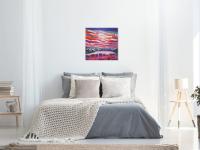 Akureyri -Iceland Winter Landscape Oil Painting, Van Gogh style, Snow Mountains, Sunset Sky, White Lake, Purple, Pink, Beautiful Scenery Art