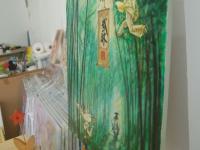 Bamboo and Wuxia World - Ancient China Green Forest Landscape Painting - Swordsmen and Gongfu - Bamboo Forest - Chinese Culture Art Decor