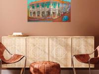 Singapore Shophouses Oil Painting by Local Artist: Blair Road Heritage Street Art of Charming Cafe Corner
