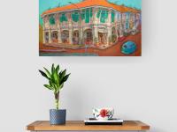 Singapore Shophouses Oil Painting by Local Artist: Blair Road Heritage Street Art of Charming Cafe Corner