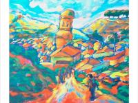 Camino de Santiago Art Prints A4 - Pilgrim Trail Landscape Wall Decor - Way of St James Art - Spain Travel Landscape Paintings - El Camino Gift