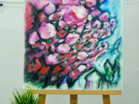 Blossoms Way -Pink Sakura Trees Oil Painting, Cherry Blossoms, Japanese Flowers, Floral Art, Spring Season, Nature, Whimsical, Expressionist