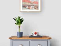 Singapore landscape watercolor painting - Boat Quay Riverside Point - original artwork - boats bridge scenery - whimsical impressionist art