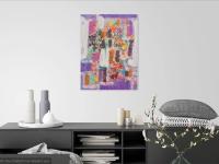 Childhood Delights abstract patterns art painting purple original art, nostalgic acrylic artwork with pastel purple and impressionist colors