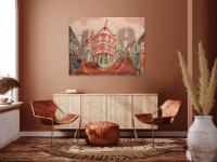 Singapore Chinatown Landscape Oil Painting - Iconic Shophouse Building - Beautiful Street Cityscape Artwork - Original Art For Office Decor