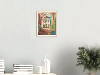 Singapore Art Print of Joo Chiat Shophouse Corridor Whimsical Painting, Asia Travel Poster Gift with Peranakan Lady and Sleeping Cat