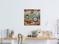 Deep Thoughts zen figures landscape abstract painting oil art with zen circles, warm earthy patterns orange decor with rich impasto textures