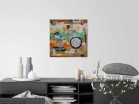 Deep Thoughts zen figures landscape abstract painting oil art with zen circles, warm earthy patterns orange decor with rich impasto textures