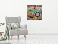 Deep Thoughts zen figures landscape abstract painting oil art with zen circles, warm earthy patterns orange decor with rich impasto textures