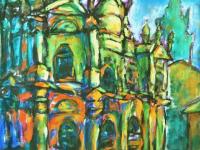 Spanish Art Prints 8x10" - Camino de Santiago Compostela Cathedral - Impressionist Travel Landscape Paintings - Spain Souvenir