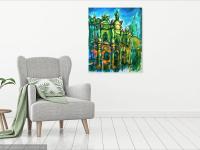 Destined -Spain Camino Oil Painting of Santiago de Compostela Cathedral, Way of St James original church art in Cezanne impressionist style