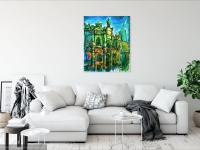 Destined -Spain Camino Oil Painting of Santiago de Compostela Cathedral, Way of St James original church art in Cezanne impressionist style