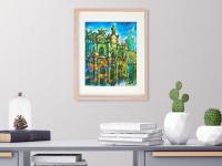 Spanish Art Prints 8x10" - Camino de Santiago Compostela Cathedral - Impressionist Travel Landscape Paintings - Spain Souvenir