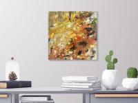 Flaming Forest - abstract original acrylic canvas painting with warm yellow autumn hues created from pour flow art