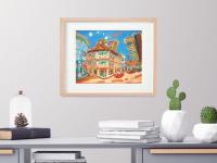 Singapore Art Print of Jalan Besar Shophouses Vibrant Artwork, Colorful Heritage City Starry Night Poster in Van Gogh Style