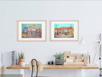 Singapore Art Poster of Joo Chiat Shophouses Colorful Heritage Street Painting, Unique Asia Travel Print Gift of Chinese Malay Architecture