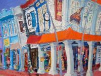 Impressionist Landscape Oil Painting of Colorful Singapore Shophouses - City Street Heritage Artwork - Beautiful Original Art for Home Decor