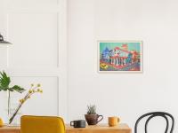 Singapore Art Poster of Joo Chiat Shophouses Colorful Heritage Street Painting, Unique Asia Travel Print Gift of Chinese Malay Architecture