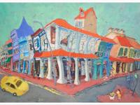 Singapore Art Poster of Joo Chiat Shophouses Colorful Heritage Street Painting, Unique Asia Travel Print Gift of Chinese Malay Architecture